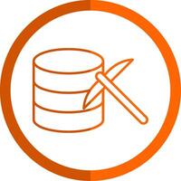 Data Mining Line Orange Circle Icon vector