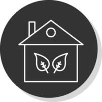 eco hogar línea gris circulo icono vector