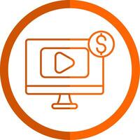 Paid Content Line Orange Circle Icon vector