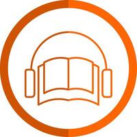Audio Book Line Orange Circle Icon vector