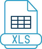 xls línea azul dos color icono vector