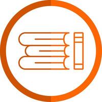 Book Stack Line Orange Circle Icon vector