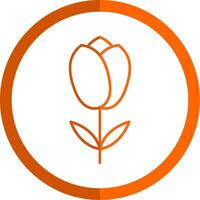 Tulip Line Orange Circle Icon vector