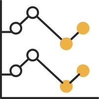 Line Chart Skined Filled Icon vector