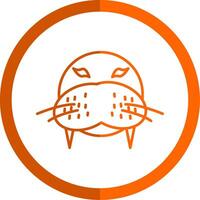 Walrus Line Orange Circle Icon vector