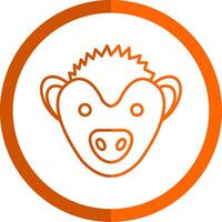 Hedgehog Line Orange Circle Icon vector