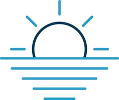 Sunset Line Blue Two Color Icon vector