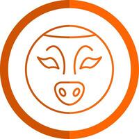 Sloth Line Orange Circle Icon vector