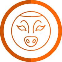 Sloth Line Orange Circle Icon vector