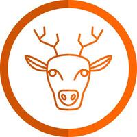 Deer Line Orange Circle Icon vector