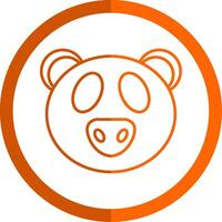 Panda Line Orange Circle Icon vector