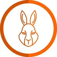 Rabbit Line Orange Circle Icon vector