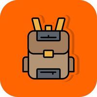 Backpack Filled Orange background Icon vector