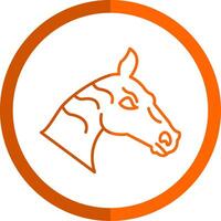 caballo línea naranja circulo icono vector