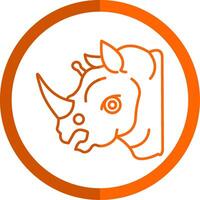 Rhinoceros Line Orange Circle Icon vector