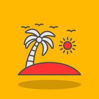 Beach Filled Shadow Icon vector