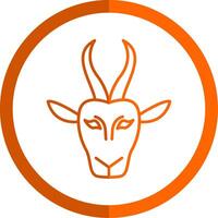 Gazelle Line Orange Circle Icon vector