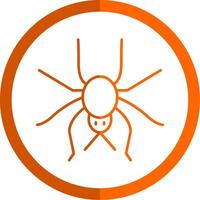 araña línea naranja circulo icono vector