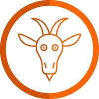 Goat Line Orange Circle Icon vector