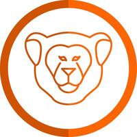 Lioness Line Orange Circle Icon vector