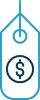 Dollar Sign Line Blue Two Color Icon vector