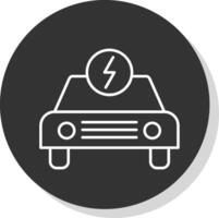 eléctrico coche línea gris circulo icono vector