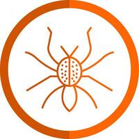 araña línea naranja circulo icono vector