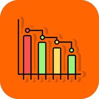 Bar Graph Filled Orange background Icon vector