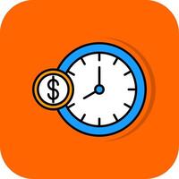 hora es dinero lleno naranja antecedentes icono vector