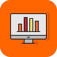 Online Bar Chart Filled Orange background Icon vector