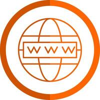 Worldwide Line Orange Circle Icon vector