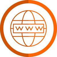 Worldwide Line Orange Circle Icon vector