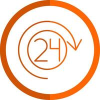 Open 24 Hours Line Orange Circle Icon vector