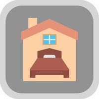 Bedroom Flat Round Corner Icon vector