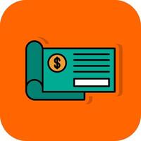 Bank Check Filled Orange background Icon vector