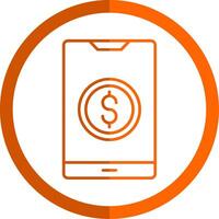 Online Payment Line Orange Circle Icon vector