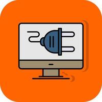 Plug Filled Orange background Icon vector