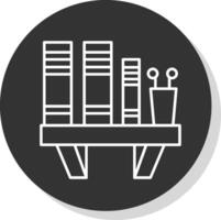 Book Shelf Line Grey Circle Icon vector