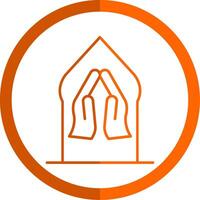 Pray Line Orange Circle Icon vector