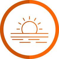 Ramadan Sunrise Line Orange Circle Icon vector