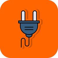 Plug Filled Orange background Icon vector