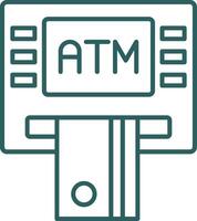 Atm Machine Line Gradient Round Corner Icon vector