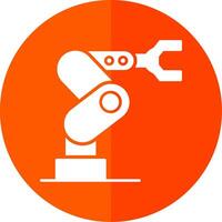 industrial robot glifo rojo circulo icono vector