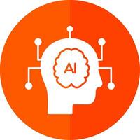 Artificial Intelligence Glyph Red Circle Icon vector