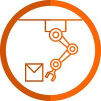 Industrial Robot Line Orange Circle Icon vector
