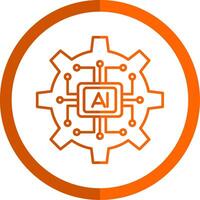 artificial inteligencia línea naranja circulo icono vector