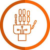 Robotics hand Line Orange Circle Icon vector