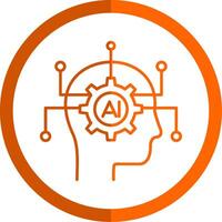 Artificial Intelligence Line Orange Circle Icon vector