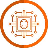 Chip Line Orange Circle Icon vector