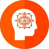 Artificial Intelligence Glyph Red Circle Icon vector